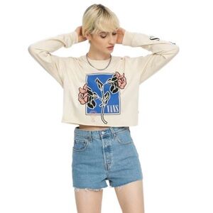 Vans “Double Up” Graphic Floral Long Sleeve Crop Top in “Sandshell” XS 💙